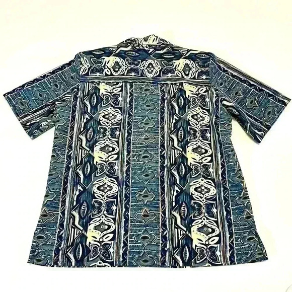 Vintage EHL Button Up Short Sleeve Blouse Size 10 Pattern Retro Blue Floral Cute - Picture 2 of 10